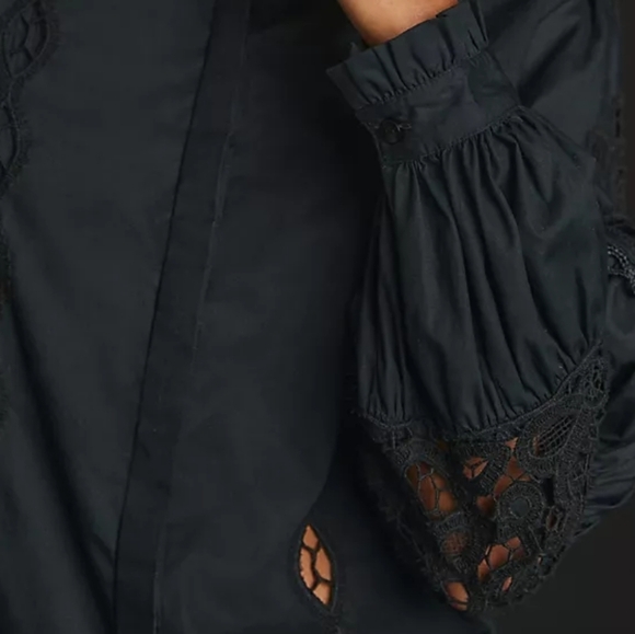 NWT By Anthropologie Cutwork Peasant Button Down Blouse SZ MEDIUM - Picture 6 of 15